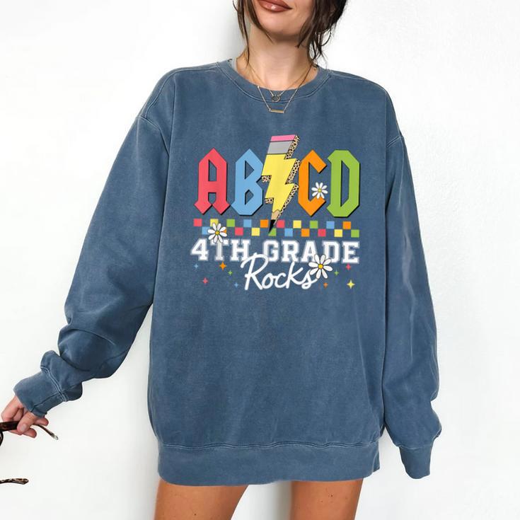 4th Grade Rocks ABCD Back To School Rock Teachers Comfort Colors Sweatshirt