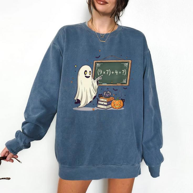 67 Teacher Halloween Ghost Six Seven Meme Math Joke Comfort Colors Sweatshirt