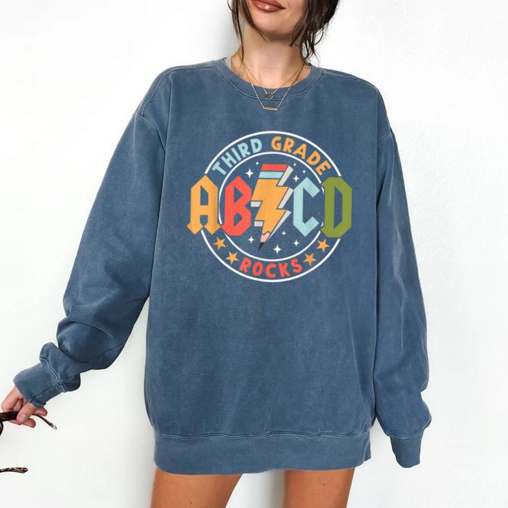 ABCD 3rd Grade Rocks Pencil Lightning Teachers Rock Boys Comfort Colors Sweatshirt