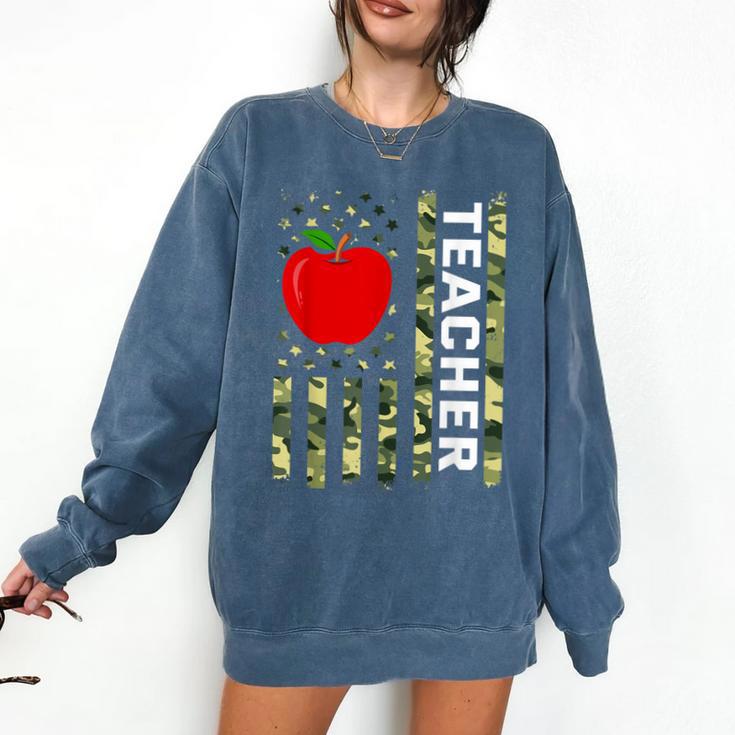 American Flag Camouflage Teacher Patriotic 4th Of July Comfort Colors Sweatshirt