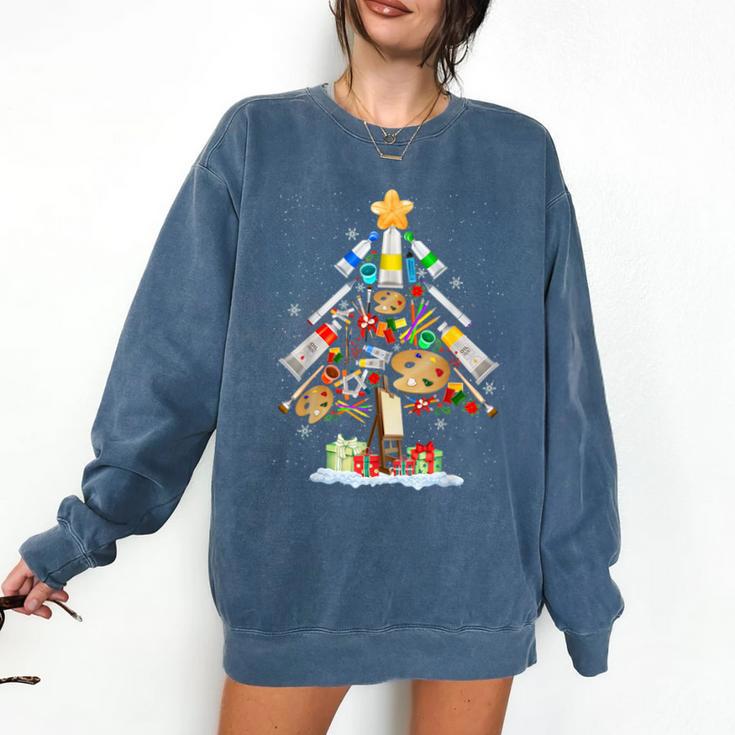 Art Christmas Tree Merry Christmas Artist Art Teacher Comfort Colors Sweatshirt