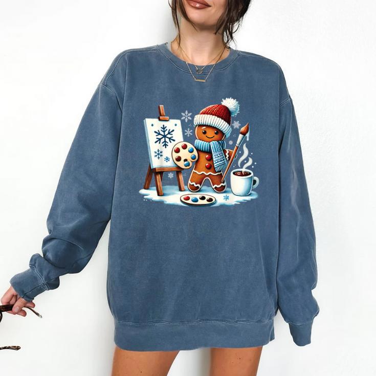 Artist Gingerbread Painter Art Teacher Student Christmas Comfort Colors Sweatshirt