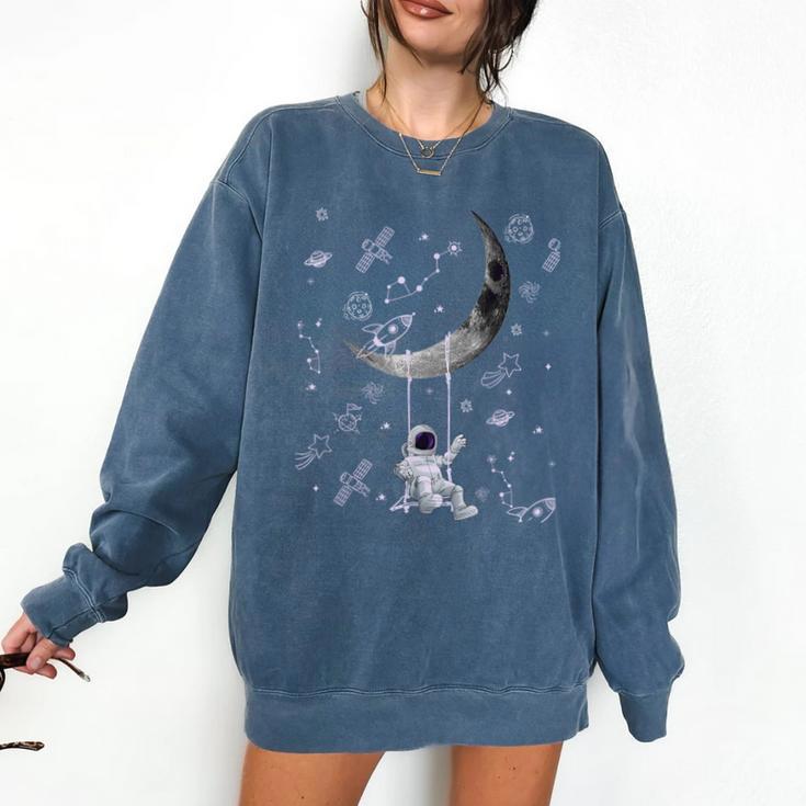 Astronaut Purple Moon Swing NASA Space Science Teacher Comfort Colors Sweatshirt