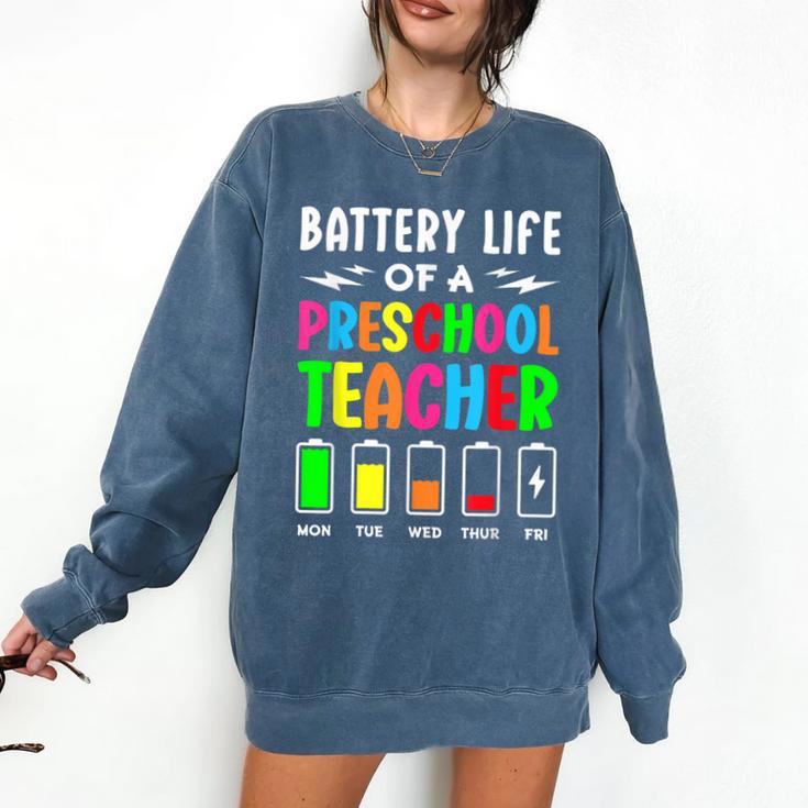 Battery Life Of a Preschool School Teacher School Week Comfort Colors Sweatshirt