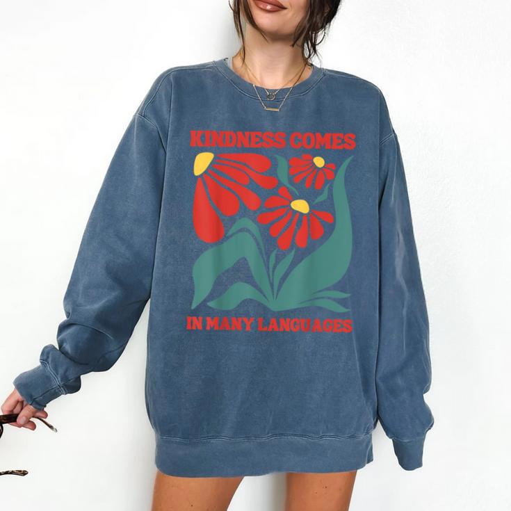 Boho Flower ESL Teacher Kindness Comes In Many Languages Comfort Colors Sweatshirt