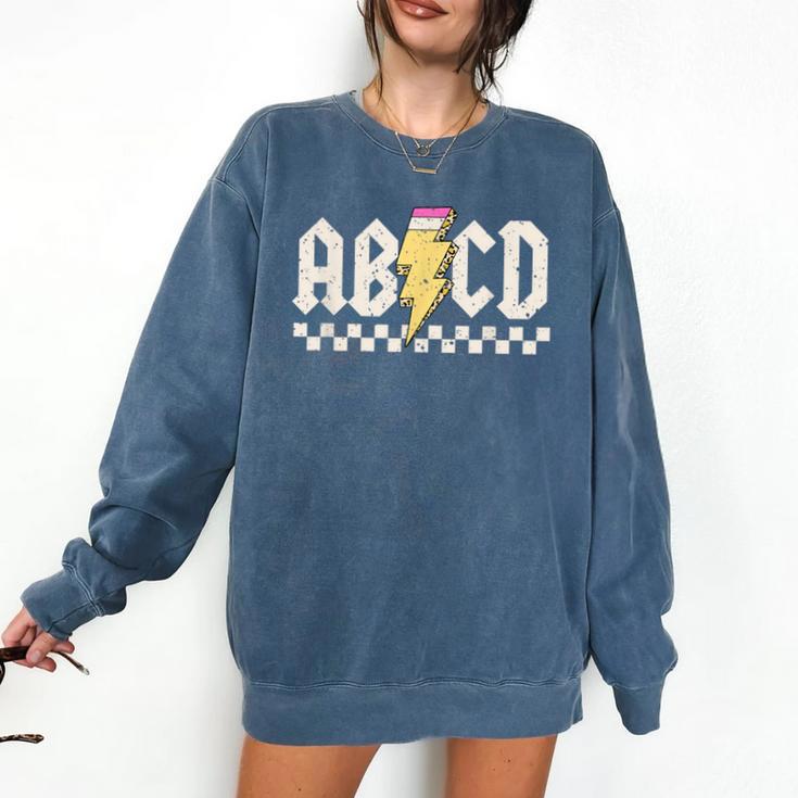 Boys Girls Teachers ABCD Rock Graphic Back To School Class Comfort Colors Sweatshirt