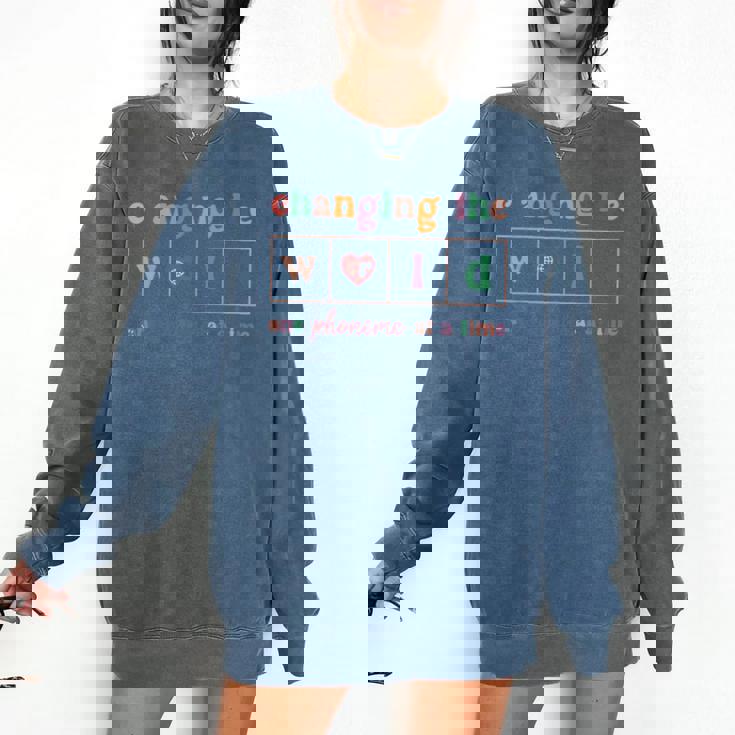 Changing The World One Phoneme At a Time Phonics Teacher Men Women Girls Kids Comfort Colors Sweatshirt