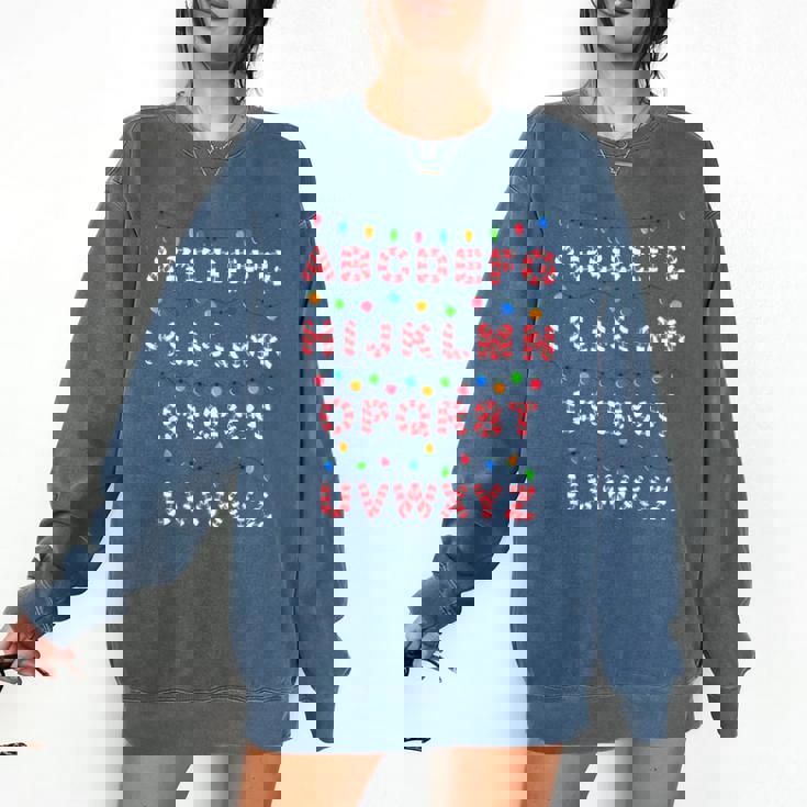 Christmas Alphabet Candy Cane Teachers Students Candy Cane For Men Women Kids Comfort Colors Sweatshirt