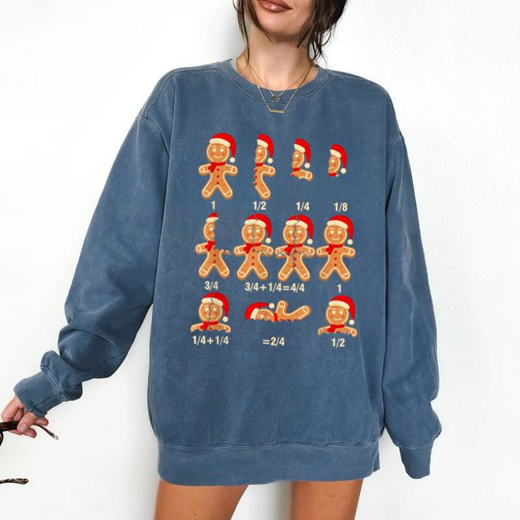 Christmas Math Teacher Equation Gingerbread With Santa Hat Men Women Comfort Colors Sweatshirt