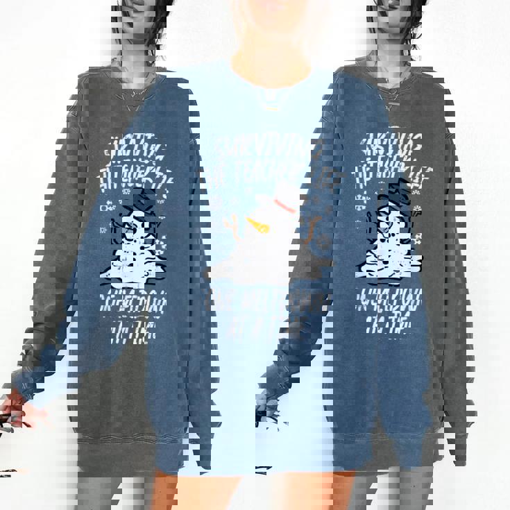 Christmas Surviving Teacher Life Meltdown Xmas Women Men Comfort Colors Sweatshirt