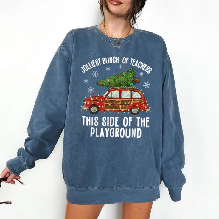 Christmas Teacher Squad Festive Car Tree Lights Xmas Comfort Colors Sweatshirt