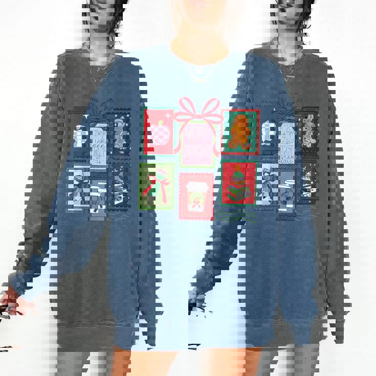 Christmas Teacher Stamps Comfort Colors Sweatshirt