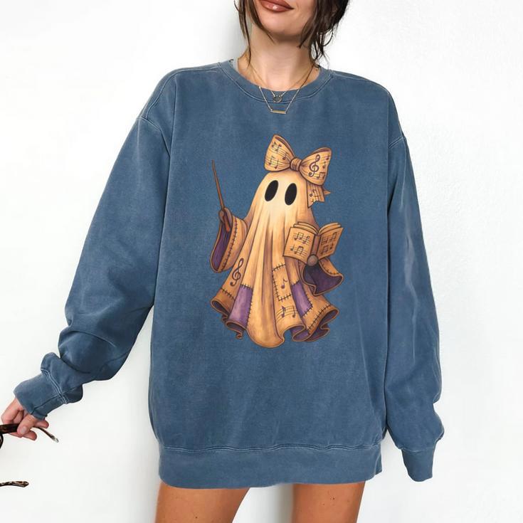 Coquette Music Note Patchwork Ghost Music Teacher Halloween Comfort Colors Sweatshirt