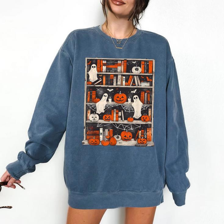 Cute Ghost Book Reading Books Lover Spooky Teacher Halloween Comfort Colors Sweatshirt