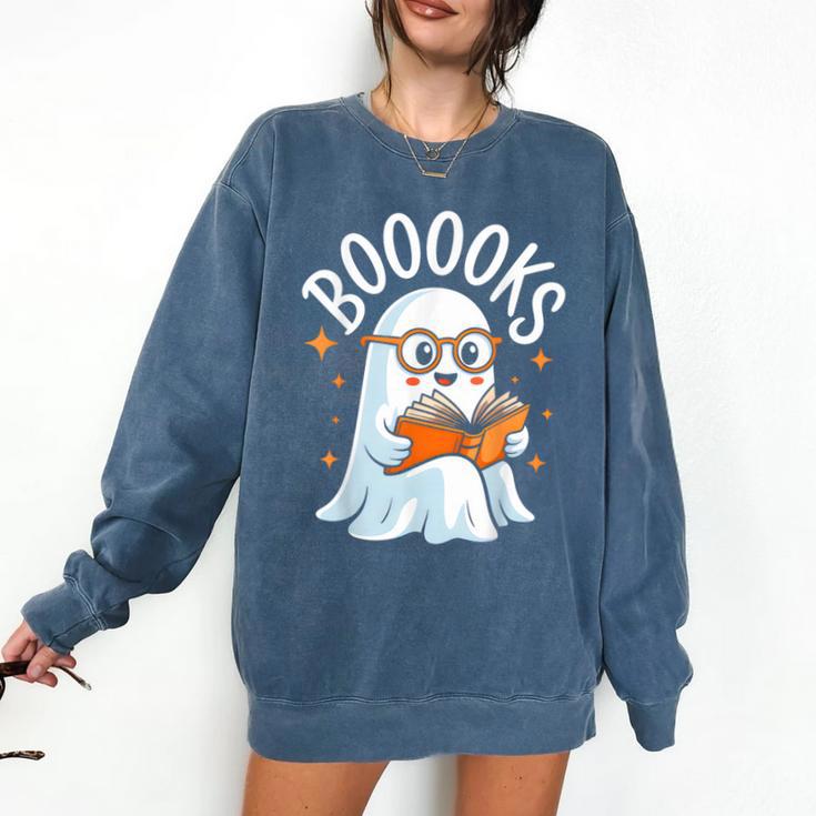 Cute Ghost Reading Book Librarian Teacher Halloween Costume Comfort Colors Sweatshirt