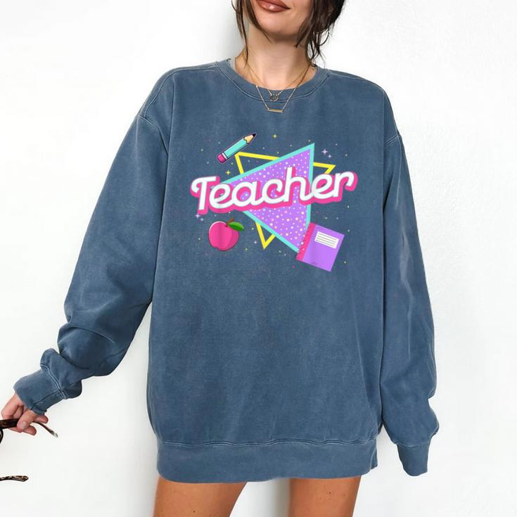 Cute Teacher Shirt 80's 90's Style Retro Old School Teacher For Men Women Comfort Colors Sweatshirt