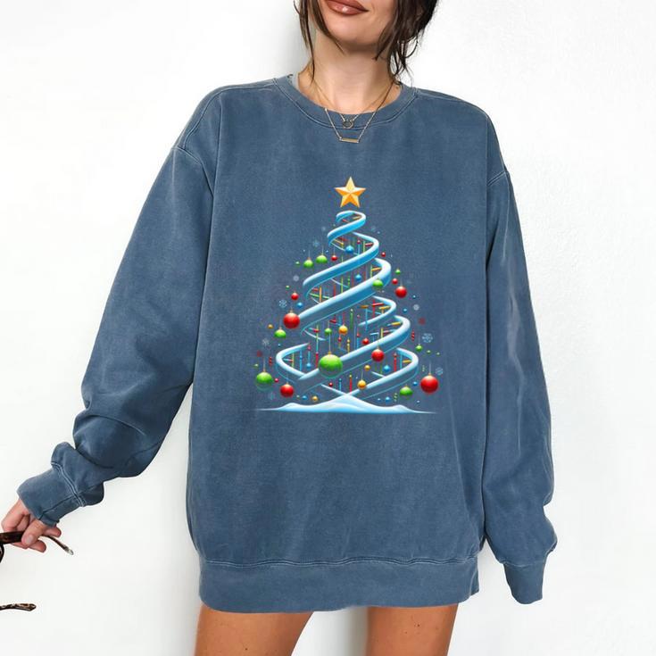 DNA Helix Christmas Tree Scientist Biology Science Teacher Comfort Colors Sweatshirt
