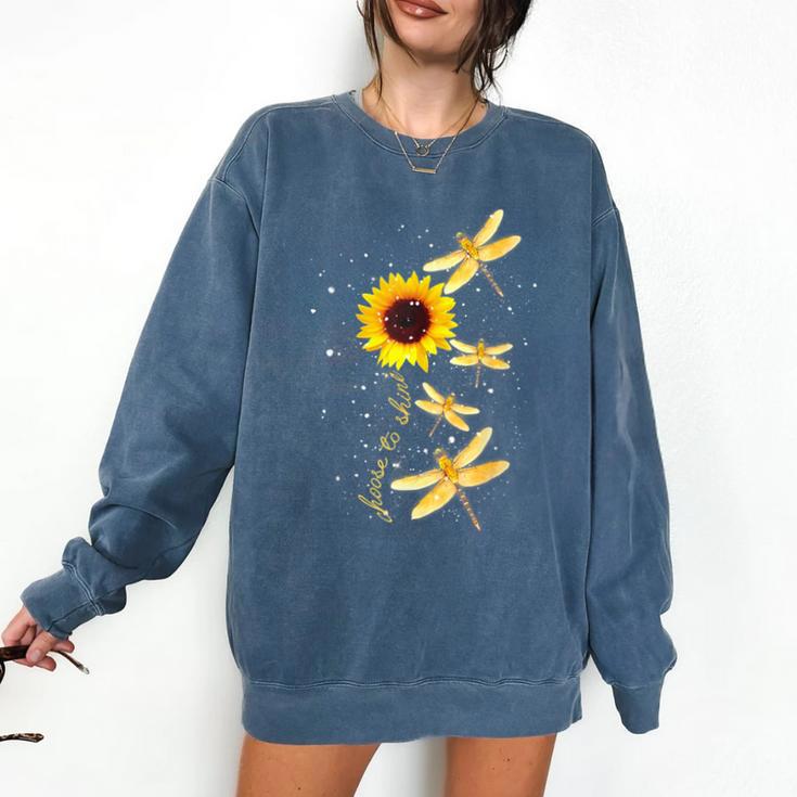 Dragonfly Sunflower Teacher Growth Mindset Choose To Shine Comfort Colors Sweatshirt
