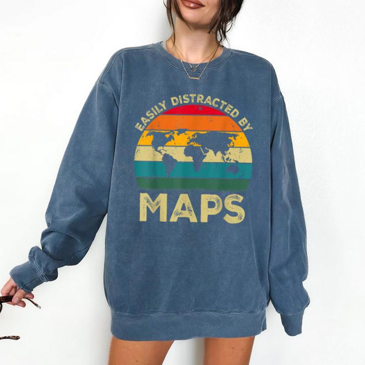 Easily Distracted By Maps Geography Teacher Comfort Colors Sweatshirt