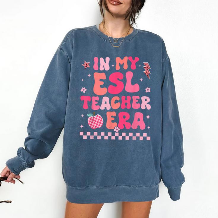 In My Esl Teacher Era Back To School ESL Teacher Groovy Comfort Colors Sweatshirt