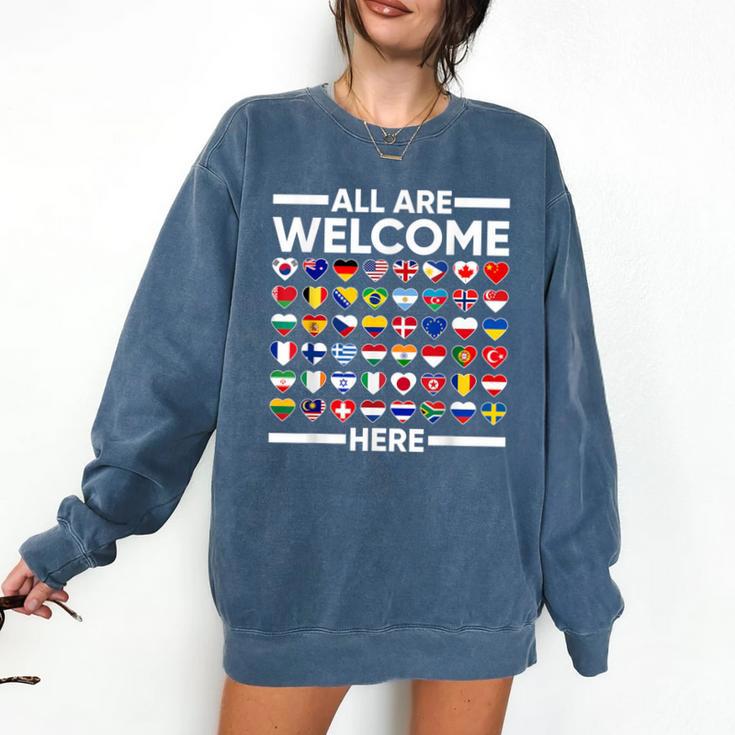 ESL Teacher All Are Welcome Here For Worlds Virtual Teachers Comfort Colors Sweatshirt