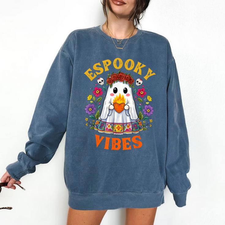 Espooky Vibes Spanish Mexican Halloween Ghost Teachers Comfort Colors Sweatshirt