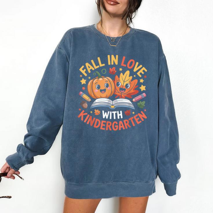 Fall In Love With Kindergarten Autumn Kindergarten Teacher Comfort Colors Sweatshirt