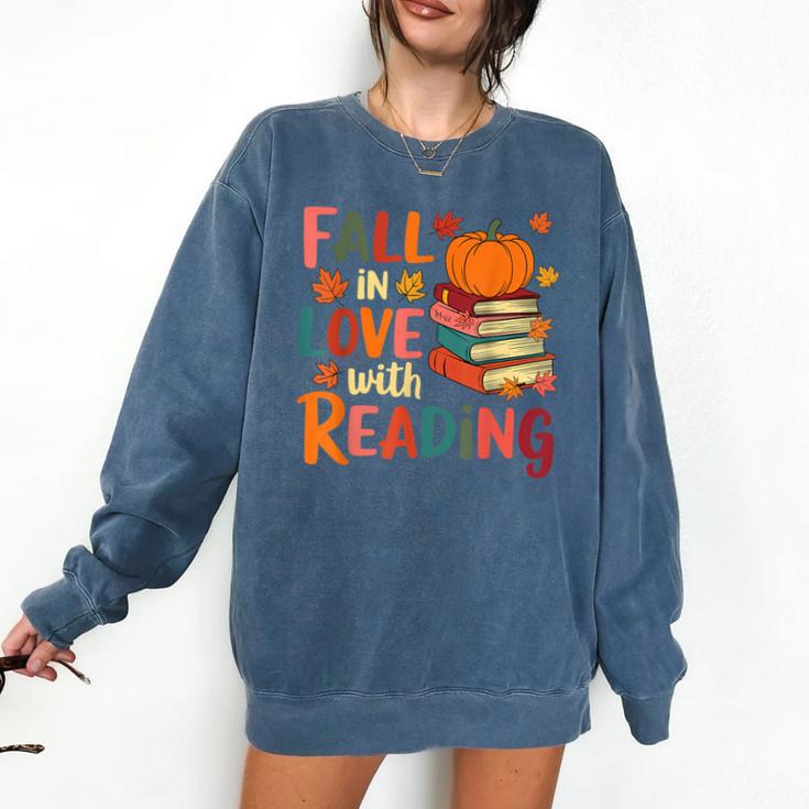 Fall In Love With Reading Autumn Thanksgiving Shirt Teacher Comfort Colors Sweatshirt
