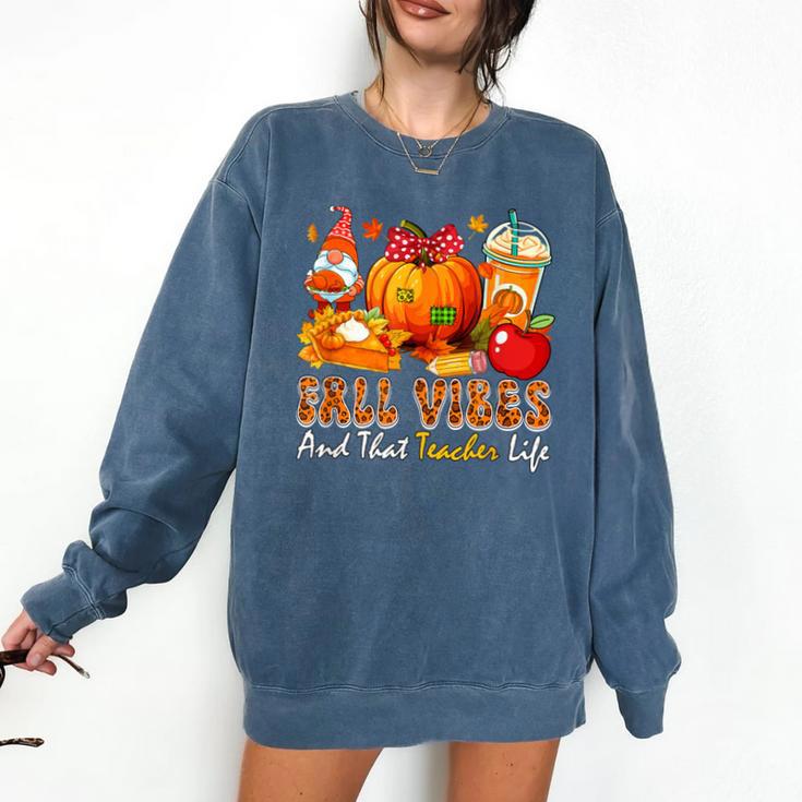 Fall Vibes Costume Teacher Thanksgiving Leopard Gnome Comfort Colors Sweatshirt