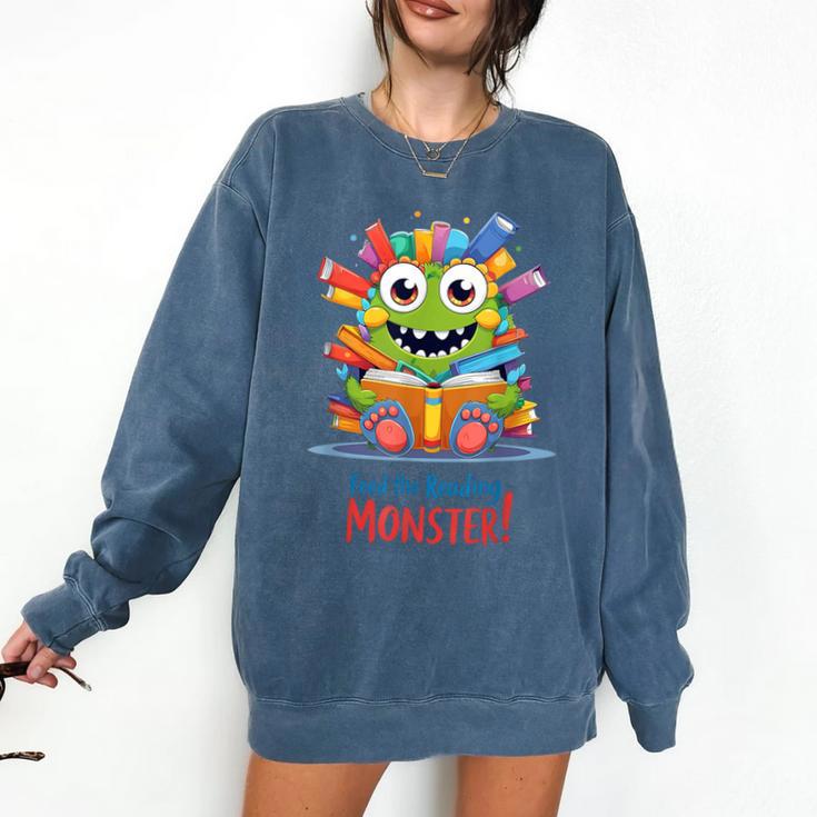 Feed The Reading Monster Halloween Teacher Comfort Colors Sweatshirt