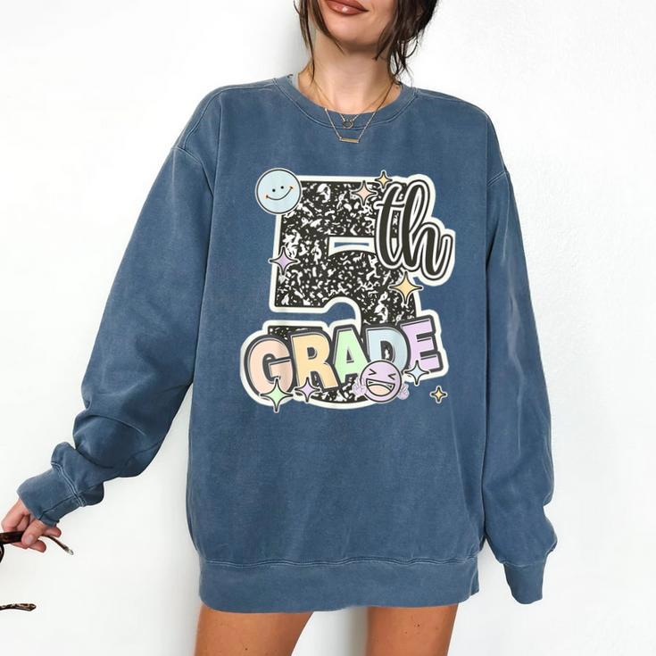 First Day Of Fifth Grade Composition Notebook Teacher Comfort Colors Sweatshirt
