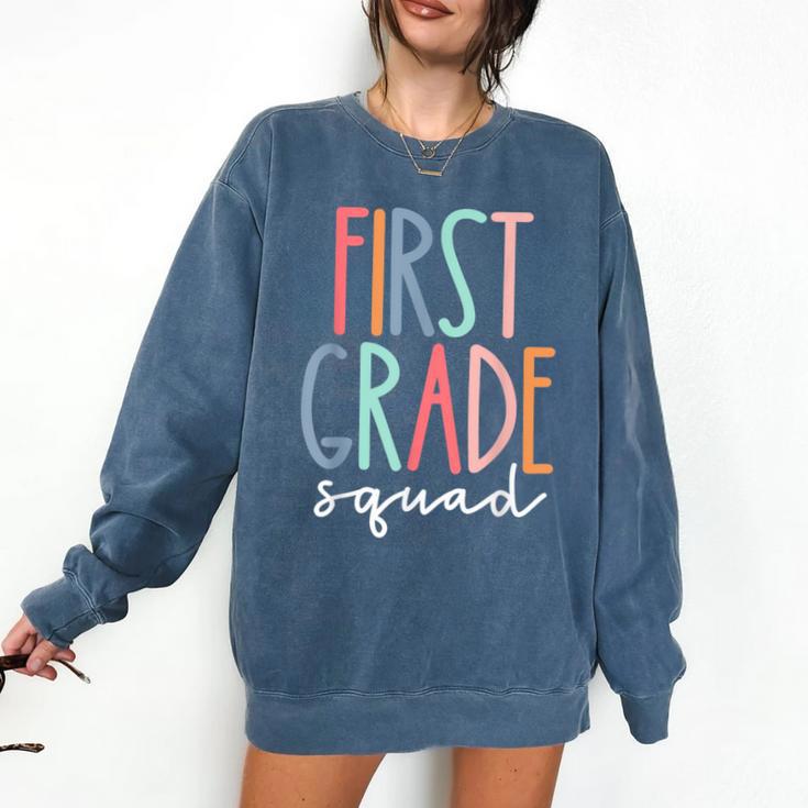 First Grade Squad 1st Grade Teacher Crew Back To School Team Comfort Colors Sweatshirt