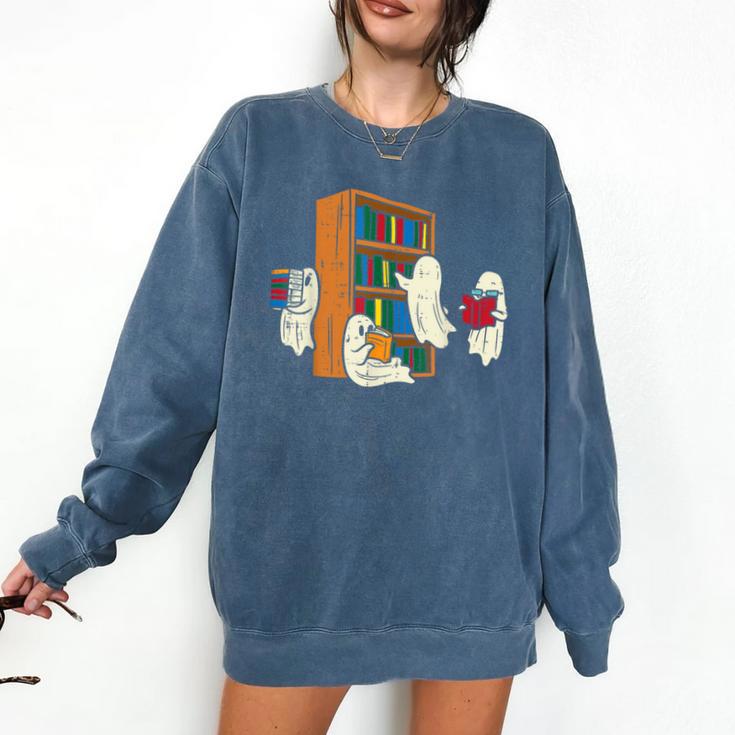Ghosts Reading Books Teacher Halloween Librarian Boooks Comfort Colors Sweatshirt