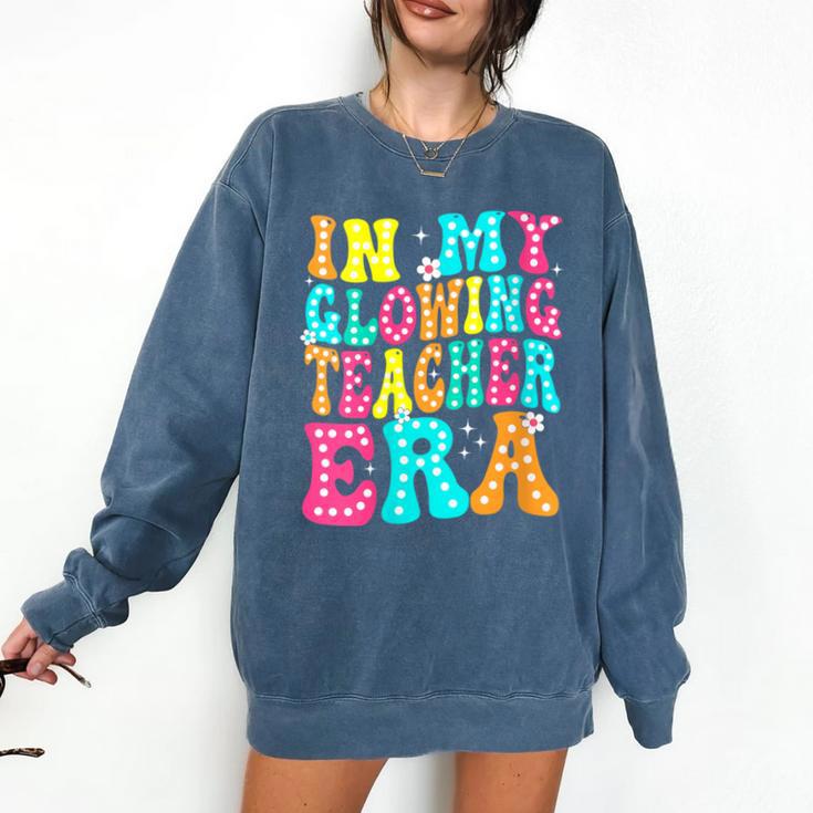 In My Glowing Teacher Era Groovy Colorful Bright Comfort Colors Sweatshirt