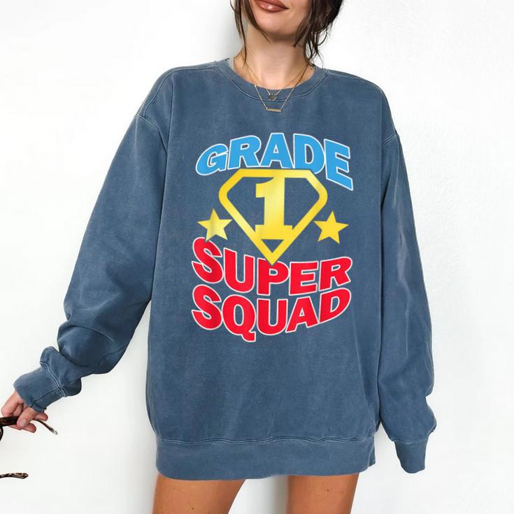 Grade 1 Super Squad Superhero Teacher Team Comfort Colors Sweatshirt