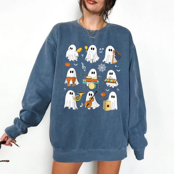 Halloween Ghost Playing Musical Instruments Music Teacher Comfort Colors Sweatshirt