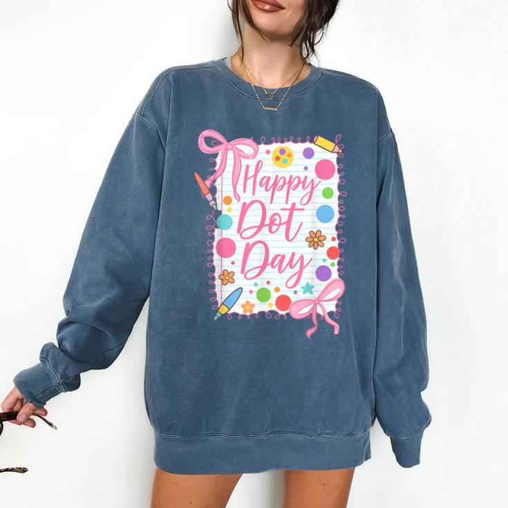 Happy Dot Day Bow Coquette For Teacher Girls Comfort Colors Sweatshirt
