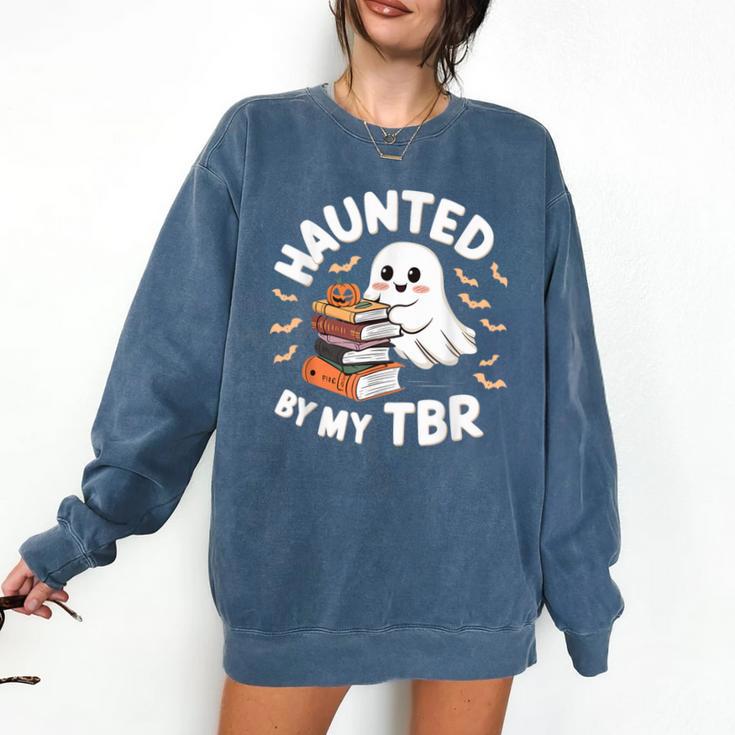 Haunted By My TBR Cute Ghost Book Reading Teacher Halloween Comfort Colors Sweatshirt