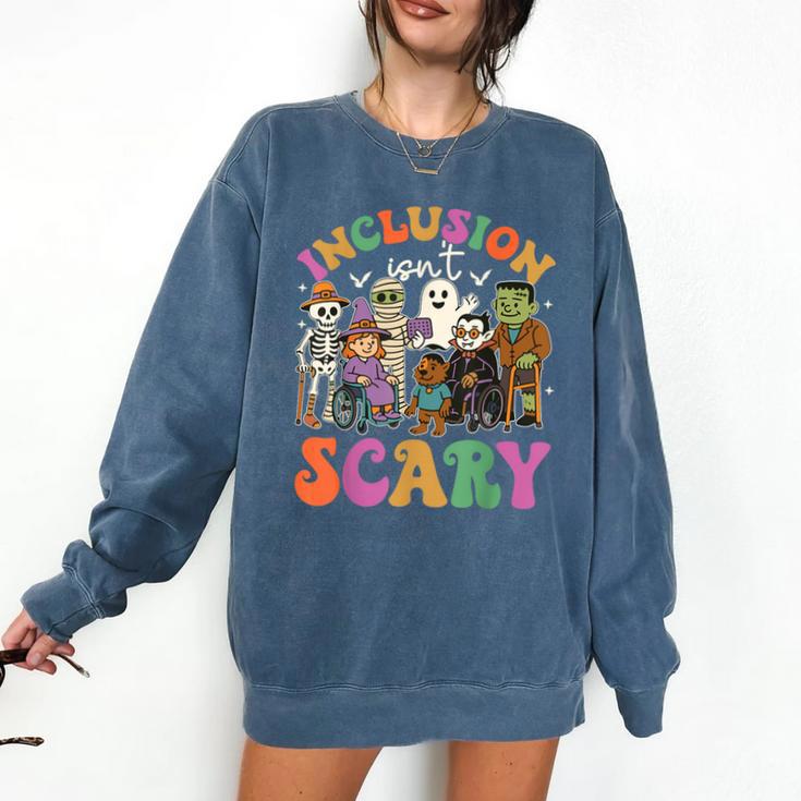 Inclusion Isnt Scary Halloween Skeleton Ghost Sped Teacher Comfort Colors Sweatshirt