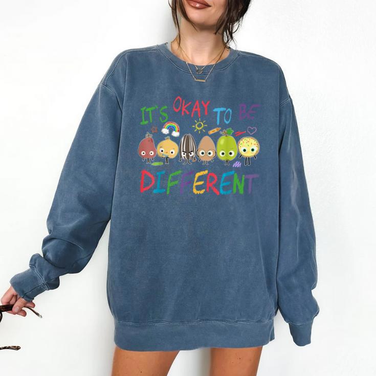 It's Ok To Be Different Apple Teacher Autism Awareness Comfort Colors Sweatshirt