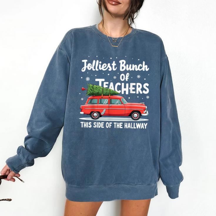 Jolliest Bunch Of Teachers This Side Of The Hallway Xmas PJ Comfort Colors Sweatshirt