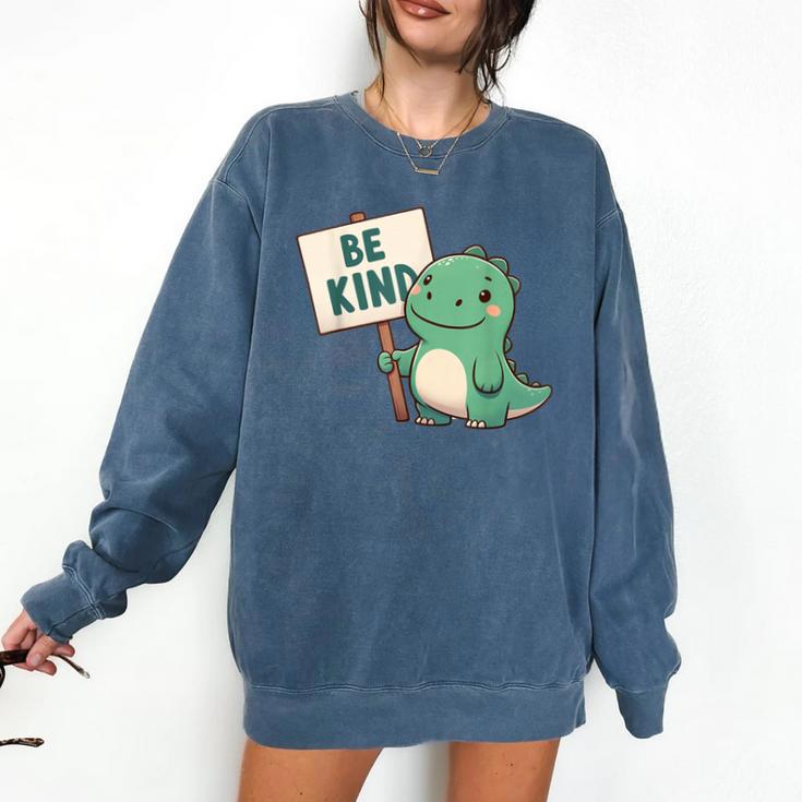 Be Kind Teacher Anti-Bullying Dino Kindness Women Men Boys Comfort Colors Sweatshirt
