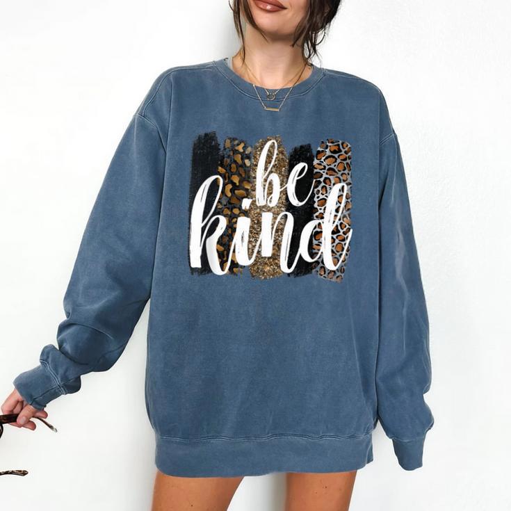 Be Kind Women Inspirational Teacher Animal Print Comfort Colors Sweatshirt