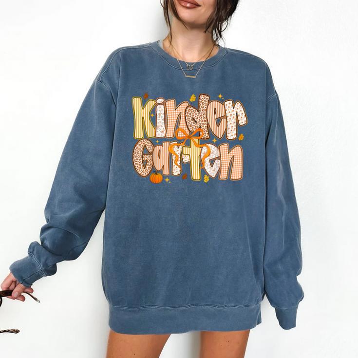 Kindergarten Teacher Fall Pumpkin Autumn Cute Comfort Colors Sweatshirt