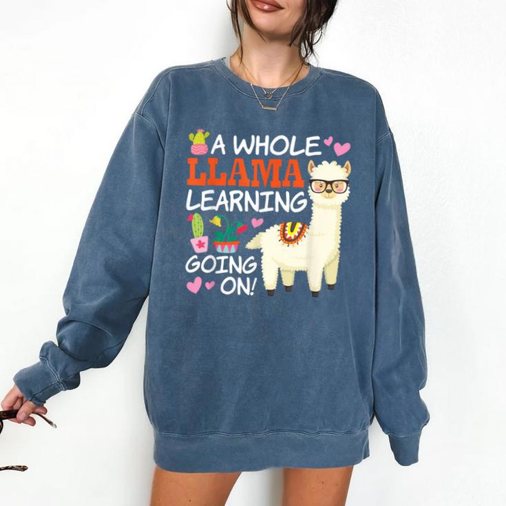 Llama Learning T Shirt Teachers Students Alpaca Lovers Comfort Colors Sweatshirt