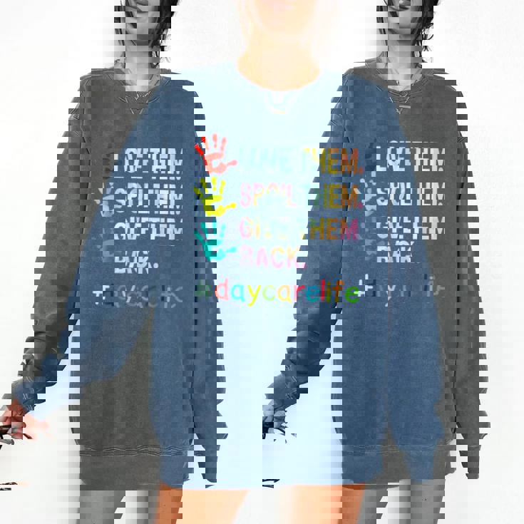 Love Daycare Provider Childcare Teacher Tie Dye Comfort Colors Sweatshirt