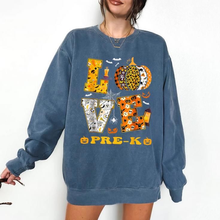 LOVE Pre-K Pumpkin Teacher Student Halloween Costume Comfort Colors Sweatshirt