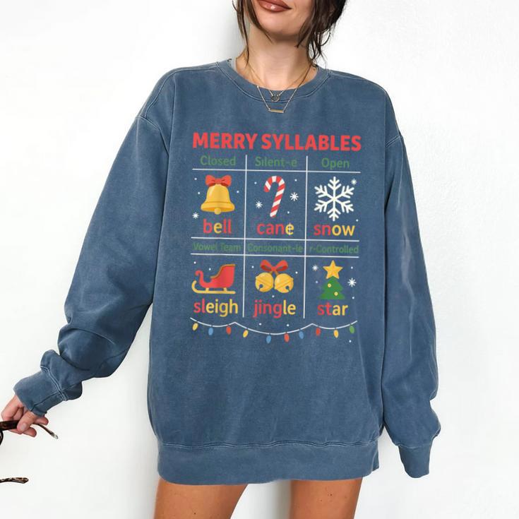 Merry Syllables Teacher Christmas Educational Kids Comfort Colors Sweatshirt