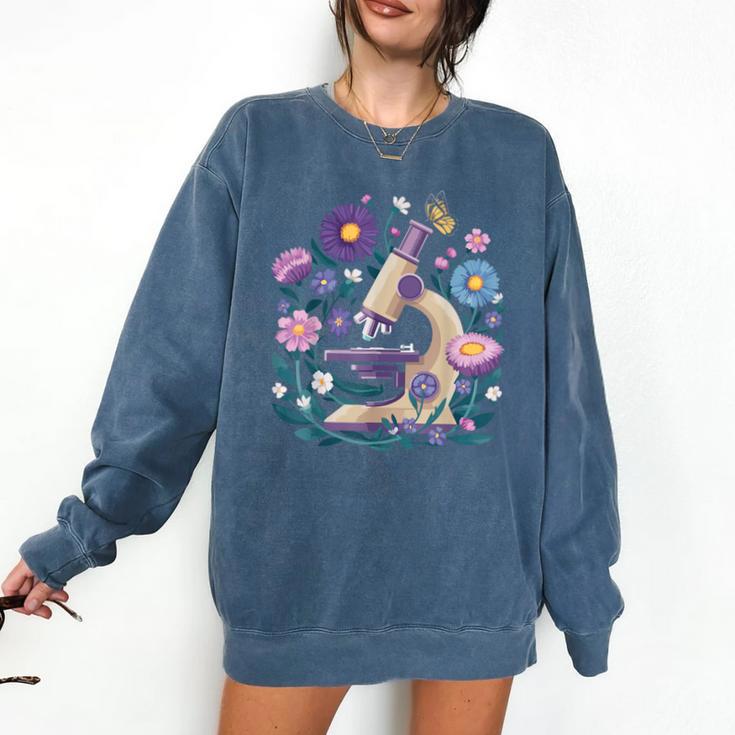 Microscope Flower Butterfly Biology Science Teacher Student Comfort Colors Sweatshirt