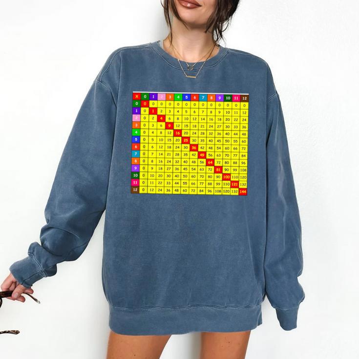 Multiplication Table Chart Math Shirt Teacher Student Outfit For Men Women Girls Kids Comfort Colors Sweatshirt